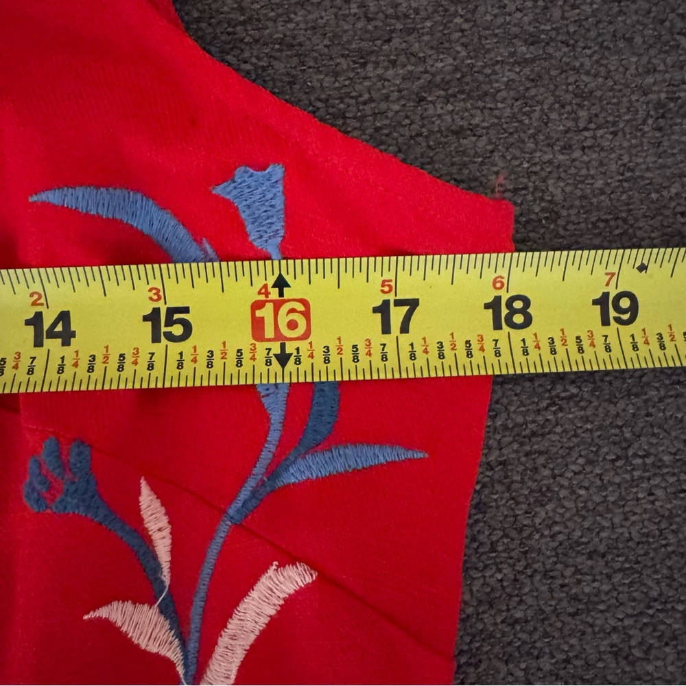 Anthropologie Akemi + Kin Red Sleeveless Embroidered Shift Dress Linen Blend M - Picture 4 of 8